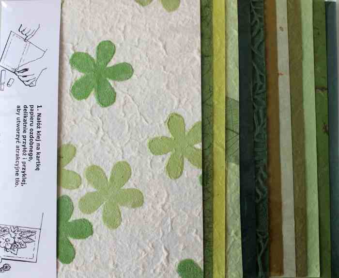 Zestaw papierów czerpanych morwowych A5 zielony