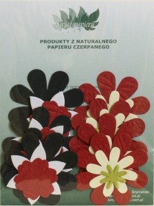 Kwiaty złożone czarno-czerwone (dekory papierowe)