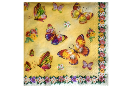 Serwetki decoupage - wzór 35 - Motyle wśród kwiatów